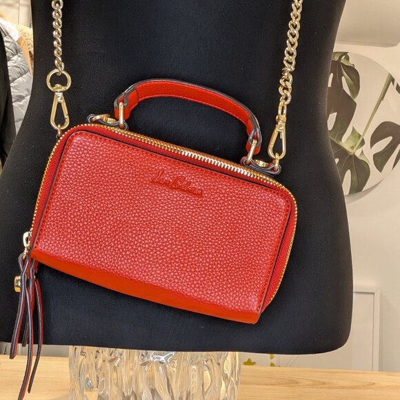 Sam Edelman Colby Mini Box Crossbody Bag - Fire Engine Red with Gold - Picture 3 of 6